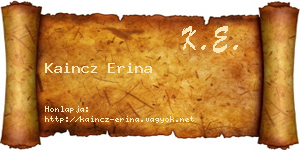 Kaincz Erina névjegykártya